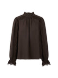 Fading Flowers Brown Lace Trim Blouse <span>BC51.18W90<span>