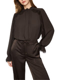 Fading Flowers Brown Lace Trim Blouse <span>BC51.18W90<span>