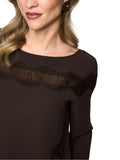 Fading Flowers Brown Lace Trim Top <span>BC51.22W90<span>