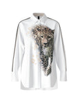 Leopard Design Oversize Cotton Shirt <span>WC51.13 W09<span>