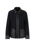 Navy Jersey Jacket With Faux Leather Trim <span>XS31.09J29<span>