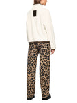 Dodgy Dogs Ivory Fleece Top With Leopard Print Trim <span>ZS44.18J86<span>