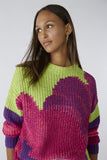 Amethyst/lime Abstract Design Ribbed Cotton Sweater <span>86656<span>