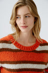 Orange Stripe Chunky Knit Sweater <span>89937<span>