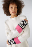 Viscose Crew Neck Sweater  With Print Sleeve Detail <span>89584<span>