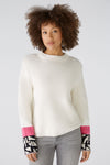 Viscose Crew Neck Sweater  With Print Sleeve Detail <span>89584<span>