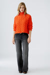 Orange High Roll Neck Short Sweater <span>91595<span>