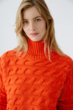 Orange High Roll Neck Short Sweater <span>91595<span>