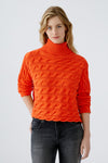 Orange High Roll Neck Short Sweater <span>91595<span>