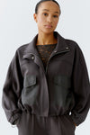 Cafe Rouge Slate Grey Jersey Bomber Jacket <span>94779<span>