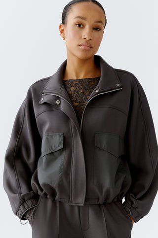 Cafe Rouge Slate Grey Jersey Bomber Jacket <span>94779<span>