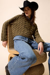 Rodeo Romance Olive Cable Knit Sweater <span>94609<span>