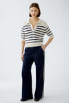 Navy Stripe Short Sleeve Sweater <span>91933<span>