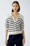 Navy Stripe Short Sleeve Sweater <span>91933<span>