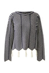 Navy/Ivory Chevron Design Tassle Sweater <span>91935<span>