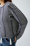 Navy/Ivory Chevron Design Tassle Sweater <span>91935<span>