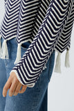 Navy/Ivory Chevron Design Tassle Sweater <span>91935<span>