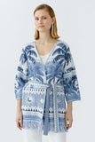 Palm Print Lurex Knit Longline Jacket <span>93034<span>