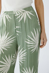 Khaki Leaf Print Pull On Trousers  <span>92813<span>