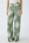 Khaki Leaf Print Pull On Trousers  <span>92813<span>