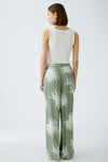 Khaki Leaf Print Pull On Trousers  <span>92813<span>