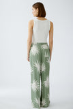 Khaki Leaf Print Pull On Trousers  <span>92813<span>