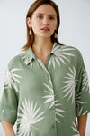 Khaki Leaf Print Blouse <span>92929<span>