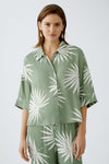 Khaki Leaf Print Blouse <span>92929<span>