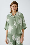 Khaki Leaf Print Blouse <span>92929<span>