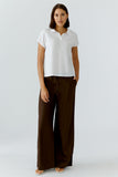 Capri Calling April White Linen Polo Top <span>97224<span>