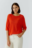 Sunset Journey Orange 3/4 Sleeve Knit Top <span>97419<span>