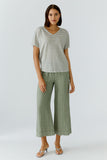 Capri Calling April Sage Green Linen Crop Trouser <span>97142<span>