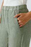 Capri Calling April Sage Green Linen Crop Trouser <span>97142<span>
