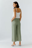 Capri Calling April Sage Green Linen Crop Trouser <span>97142<span>