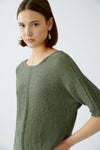 Khaki Green Ribbon Short Sleeve Sweater <span>92981<span>