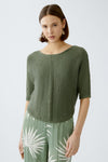 Khaki Green Ribbon Short Sleeve Sweater <span>92981<span>