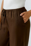 Sunset Journey Chocolate Brown Linen Trousers <span>97139<span>
