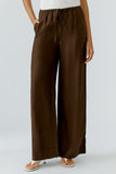 Sunset Journey Chocolate Brown Linen Trousers <span>97139<span>