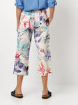 Wide Leg Print Linen Crop Trousers <span>1818-14-AQUA<span>