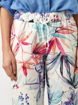 Wide Leg Print Linen Crop Trousers <span>1818-14-AQUA<span>