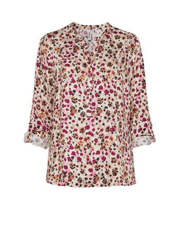 Wine Coloured Print Blouse <span>1454-14<span>